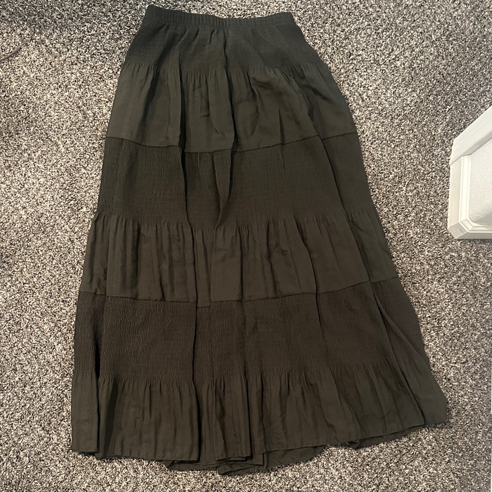 Green Tiered Maxi Skirt